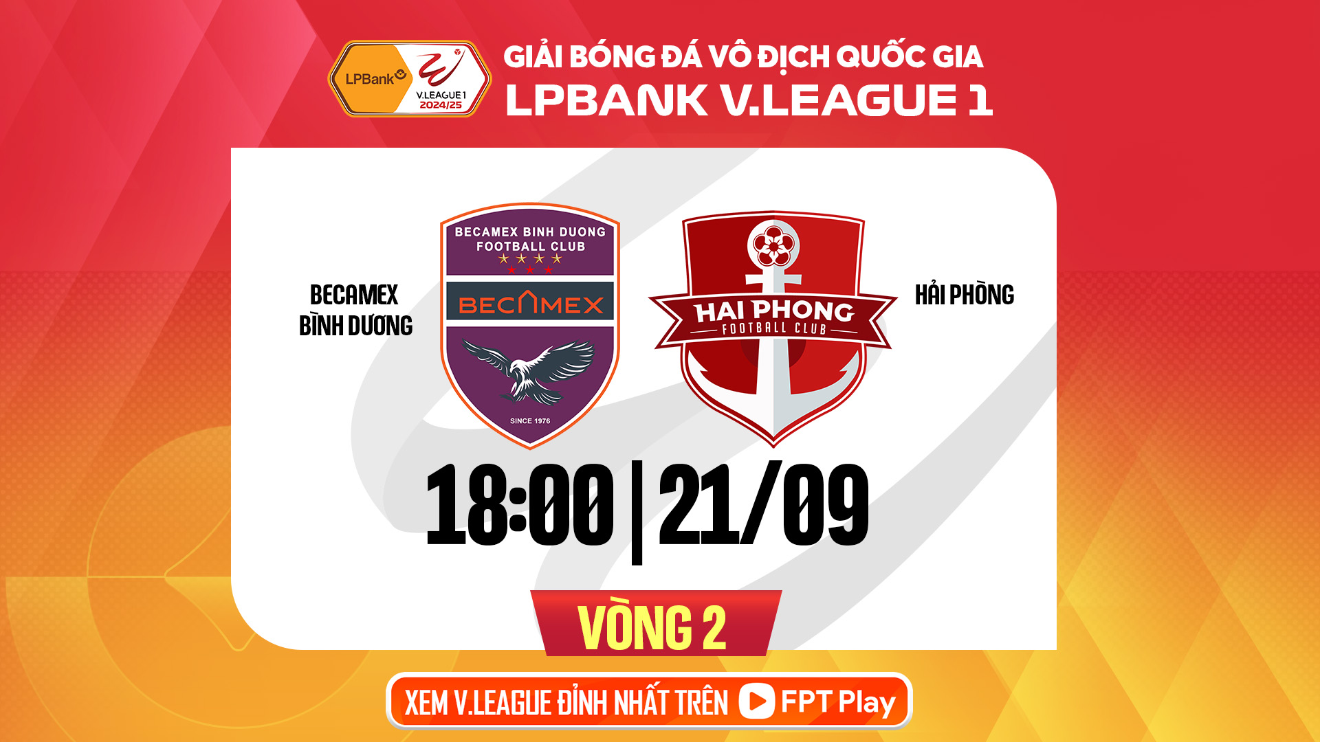 Trực tiếp Vòng 2 LPBank V.League 1-2024/25