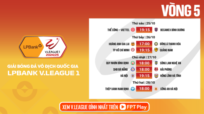 FPT Play - Đơn vị duy nhất phát sóng trọn vẹn LPBank V.League 1-2024/25