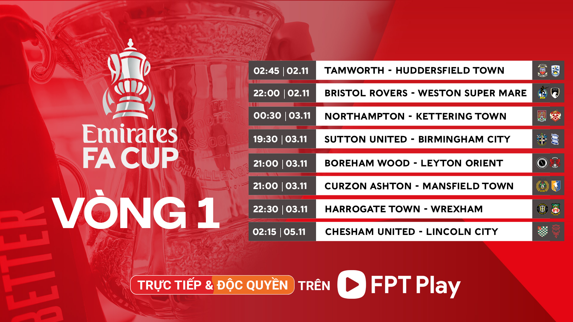 Trực tiếp FA Cup 2024/25