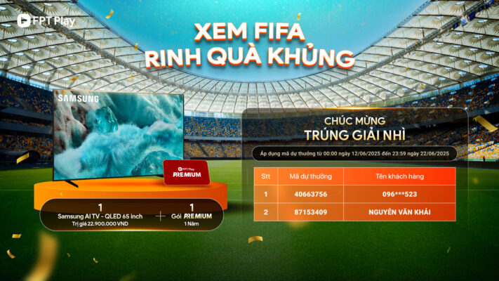 Kết quả giải nhì "Xem FIFA - Rinh quà khủng"