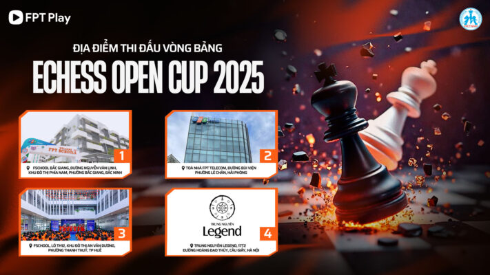 Giải đấu cờ vua EChess Open Cup 2025 là giải đấu đầu tiên tại Việt Nam kết hợp hình thức thi đấu trực tuyến và trực tiếp (Ảnh: FPT Play)