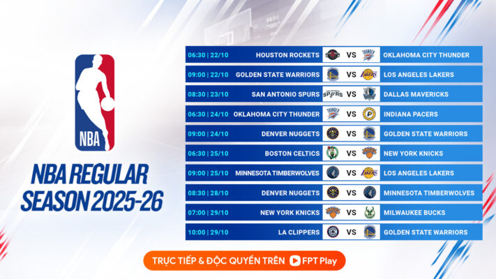 Lịch thi đấu NBA trong tháng 10 (Ảnh: FPT Play)