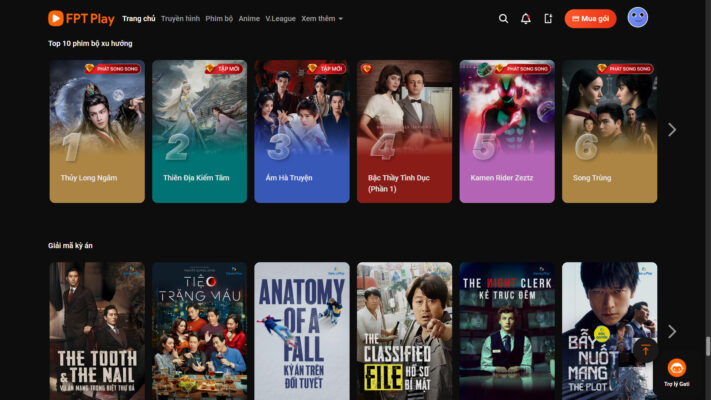 Song Trùng lọt Top 10 phim bộ xu hướng trên FPT Play (Ảnh chụp màn hình)